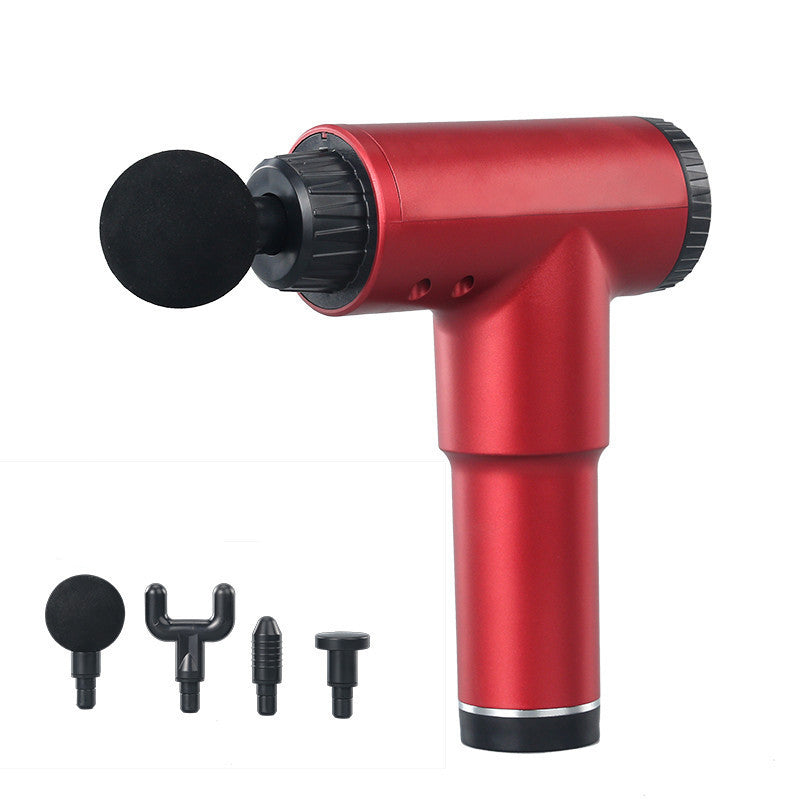 Massage gun used on upper back and shoulders